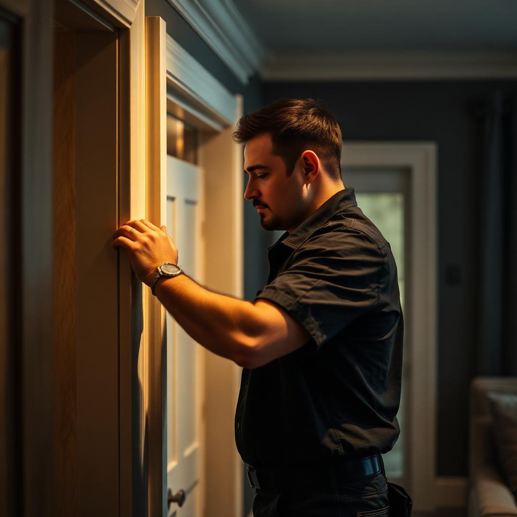 Craftsman installing trim in a modern home